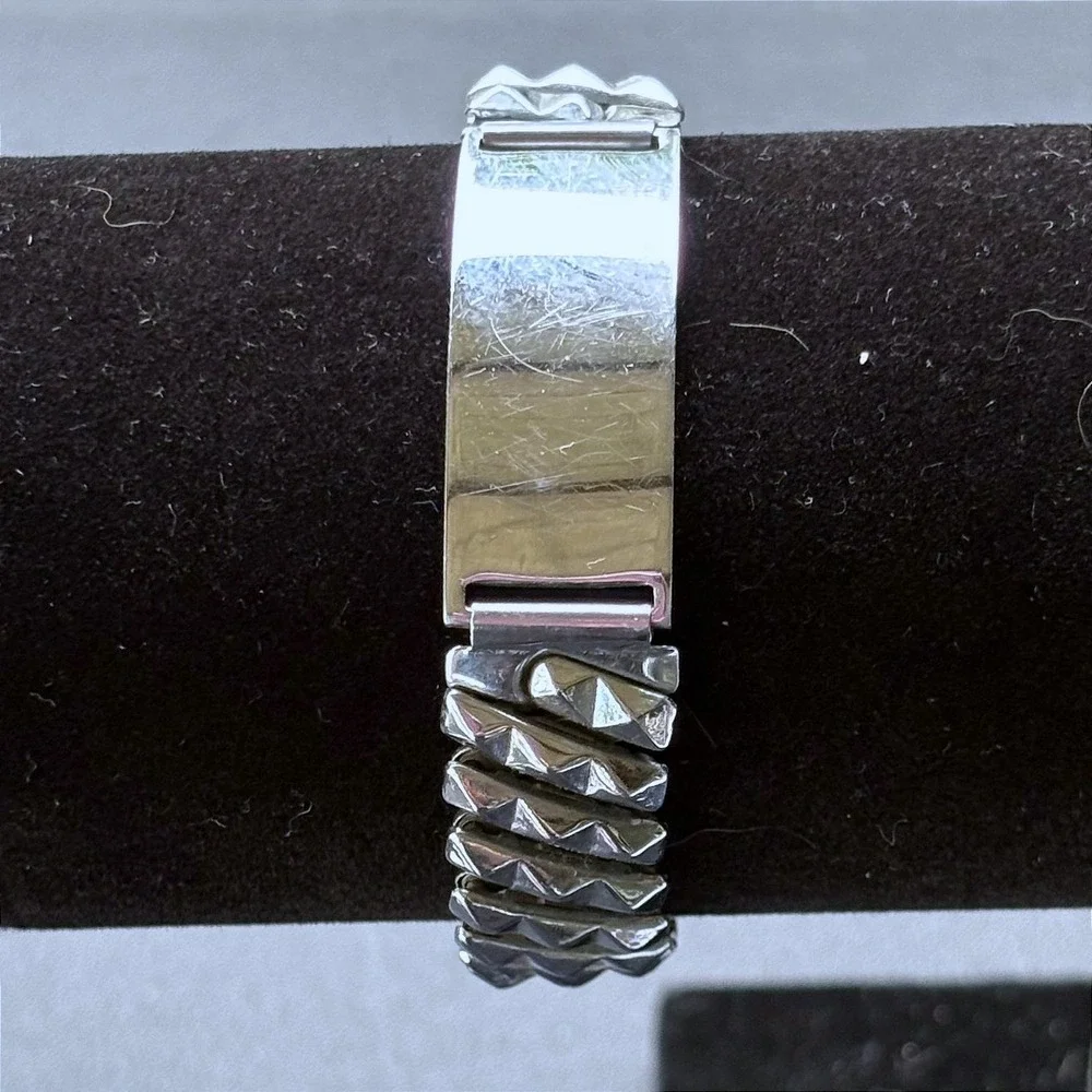 Vintage Silver Tone Pyramid Link Expansion ID Bracelet Engravable